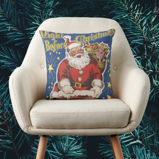 Vintager Weihnachtsmann, Nacht vor Weihnachten Kissen (Von Creator hochgeladen)