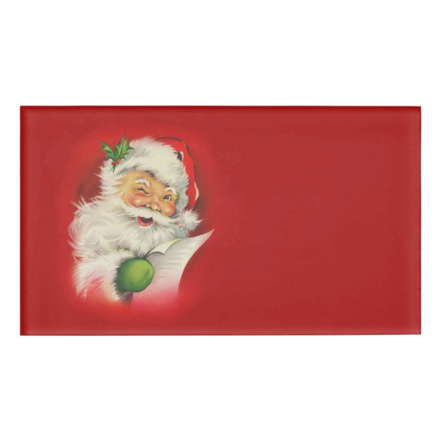 Vintager Weihnachtsmann Namenschild (Vorderseite)