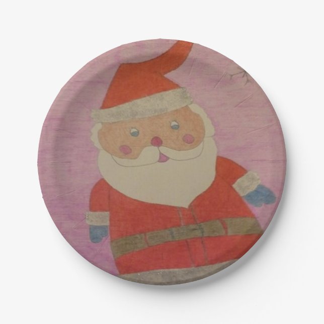 Vintager Weihnachtsmann Pappteller (Vorderseite)