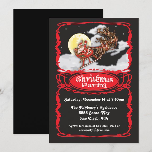 Vintager Weihnachtsmann - Party Einladungen (Vorne/Hinten)