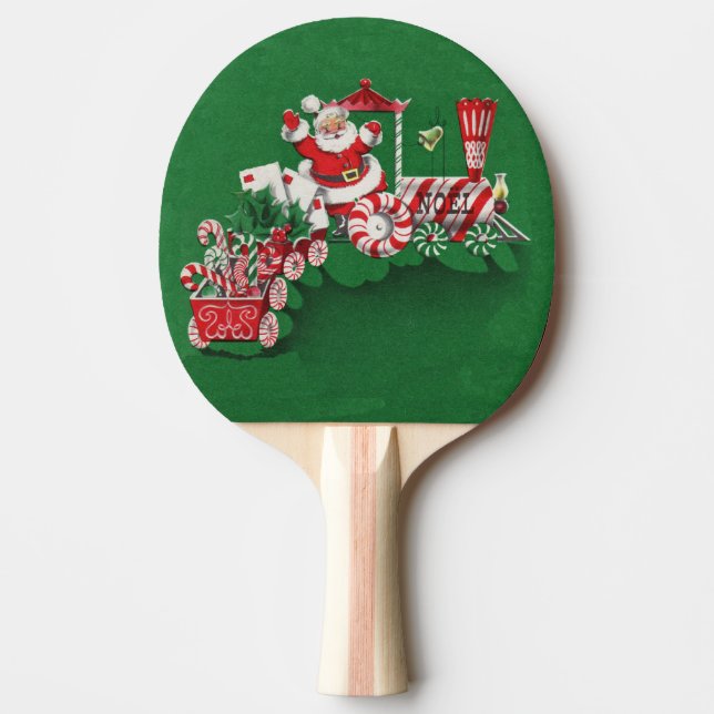 Vintager Weihnachtsmann-Pfefferminz-Süßigkeits-Zug Tischtennis Schläger (Vorderseite)