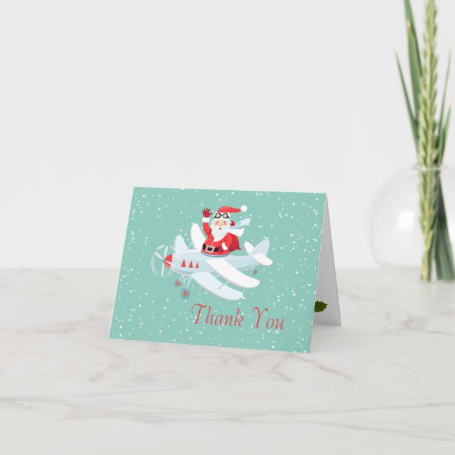 Vintager Weihnachtsmann - Pilotin Weihnachten Viel Dankeskarte (Vorderseite)
