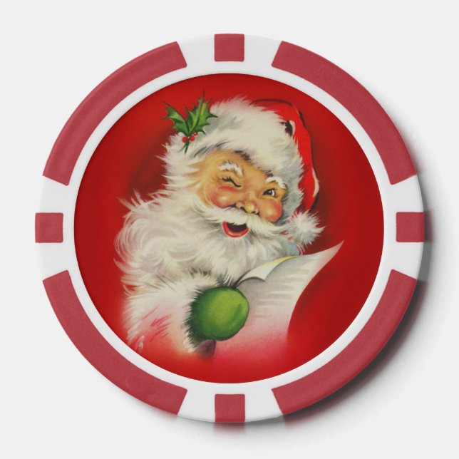 Vintager Weihnachtsmann Pokerchips (Vorderseite)