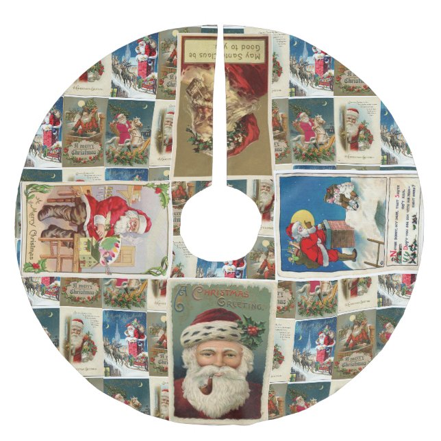 Vintager Weihnachtsmann Polyester Weihnachtsbaumdecke (Vorderseite)