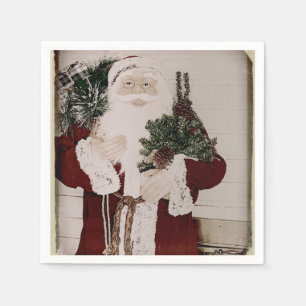 Vintager Weihnachtsmann Portrait Serviette