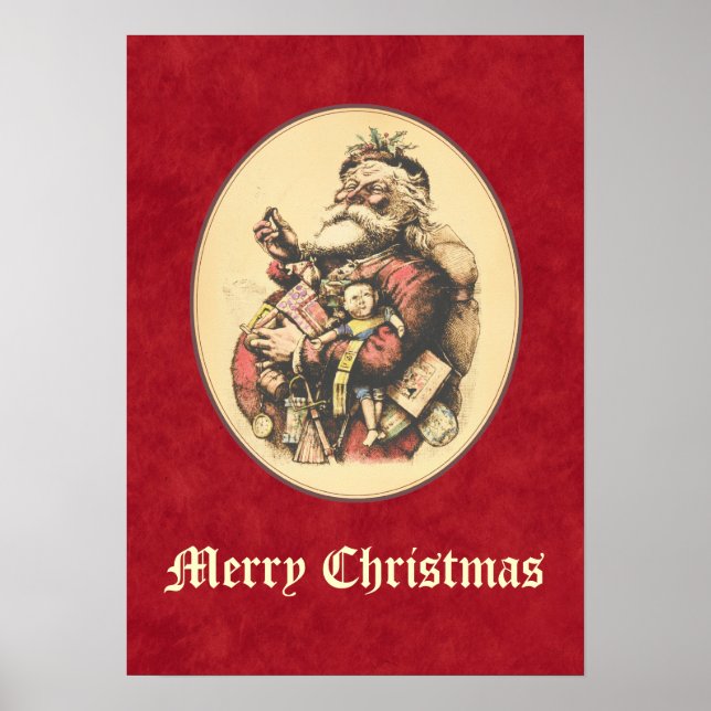 Vintager Weihnachtsmann Poster (Vorne)