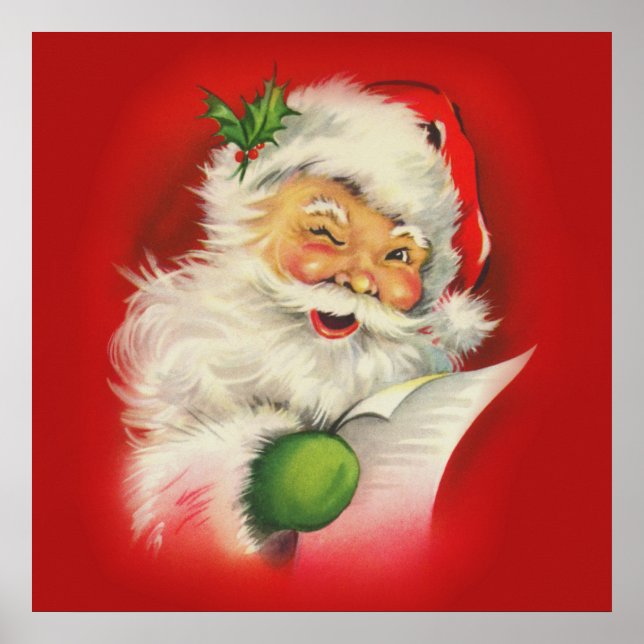 Vintager Weihnachtsmann Poster (Vorne)