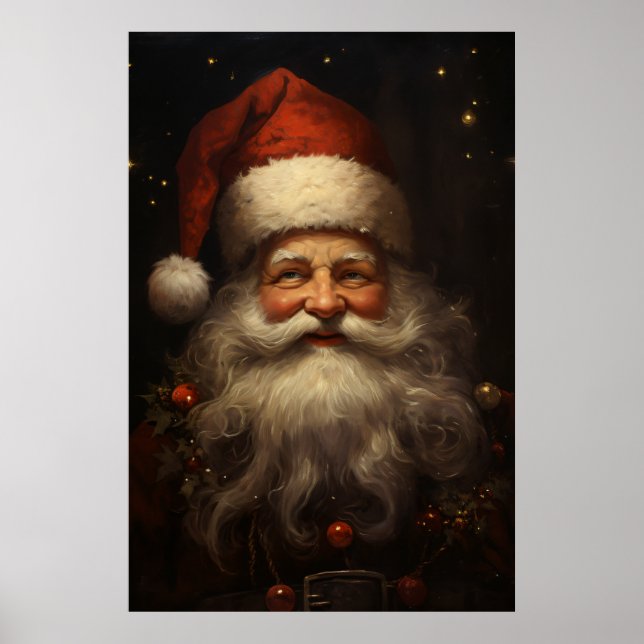 Vintager Weihnachtsmann Poster (Vorne)
