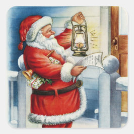Vintager Weihnachtsmann Quadratischer Aufkleber