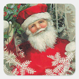 Vintager Weihnachtsmann Quadratischer Aufkleber
