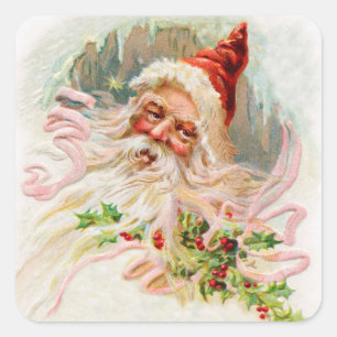 Vintager Weihnachtsmann Quadratischer Aufkleber