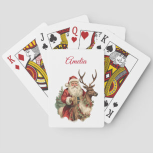Vintager Weihnachtsmann Reitstall Spielkarten