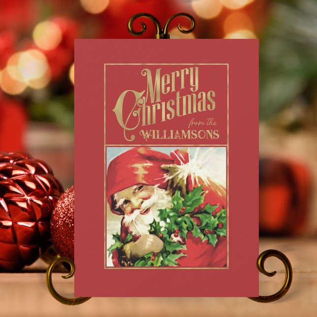 Vintager Weihnachtsmann Retro Weihnachtskarte Feiertagskarte (vintage santa claus christmas cards,vintage santa claus,retro christmas cards,vintage christmas card)