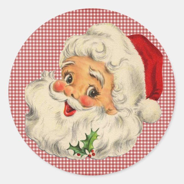 Vintager Weihnachtsmann Runder Aufkleber (Vorderseite)