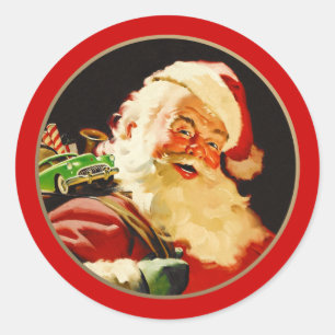 Vintager Weihnachtsmann Runder Aufkleber
