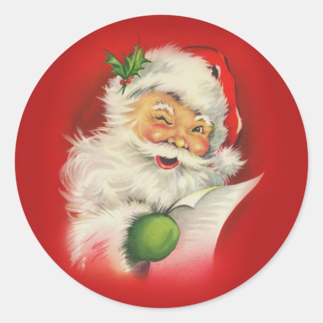 Vintager Weihnachtsmann Runder Aufkleber (Vorderseite)