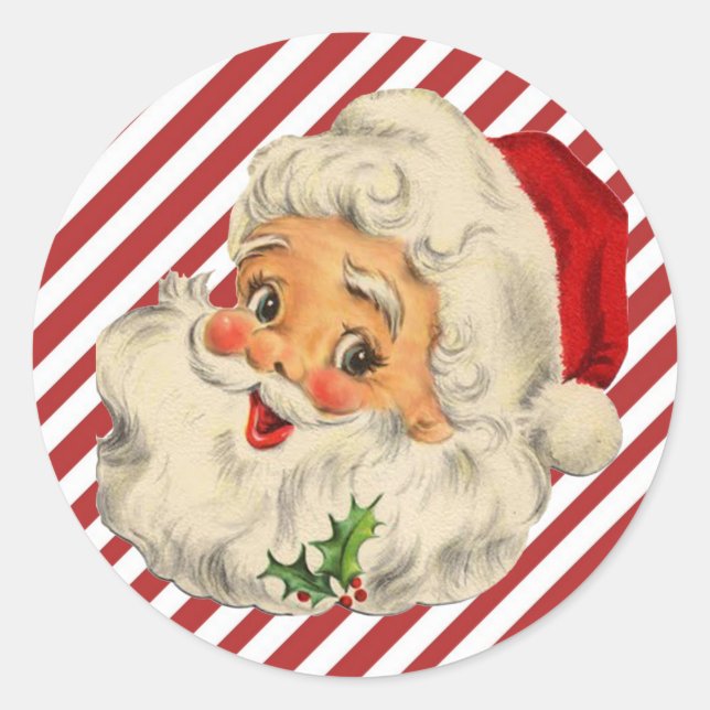 Vintager Weihnachtsmann Runder Aufkleber (Vorderseite)