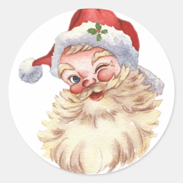 Vintager Weihnachtsmann Runder Aufkleber (Vorderseite)