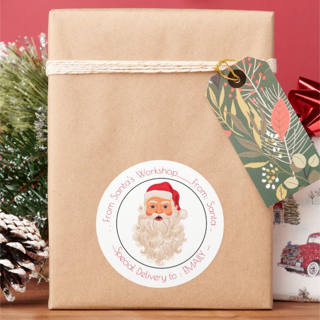 Vintager Weihnachtsmann Runder Aufkleber (Feiertag)