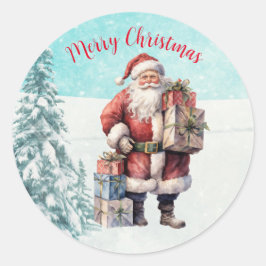 Vintager Weihnachtsmann Runder Aufkleber