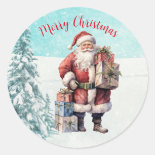 Vintager Weihnachtsmann Runder Aufkleber