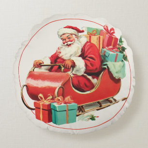 Vintager Weihnachtsmann Rundes Kissen