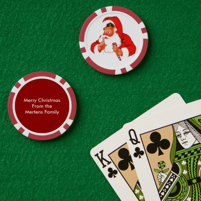 Vintager Weihnachtsmann sagt, dass er eine ruhige  Pokerchips (Pokertisch (doppelt))