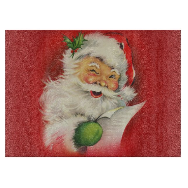 Vintager Weihnachtsmann Schneidebrett (Vorderseite)