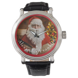 Vintager Weihnachtsmann schreibt Weihnachtsbaum Armbanduhr