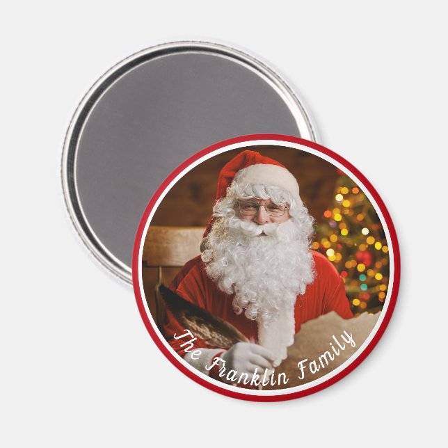 Vintager Weihnachtsmann schreibt Weihnachtsbaum Magnet (Vorderseite/Rückseite)