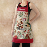 Vintager Weihnachtsmann Schürze<br><div class="desc">Feierliche Weihnachtsfeier mit altmodischem Weihnachtsmuster dekoriert! Personalisieren Sie es für ein lustiges Weihnachtsgeschenk. Entworfen für Sie von BlackBerry Boulevard.</div>