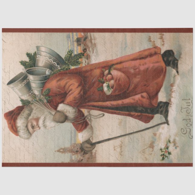 Vintager Weihnachtsmann Seidenpapier (Vorderseite)
