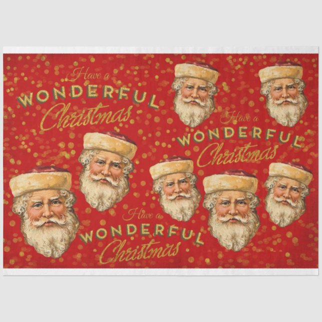 Vintager Weihnachtsmann Seidenpapier (Vorderseite)