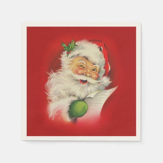 Vintager Weihnachtsmann Serviette (Vorderseite)