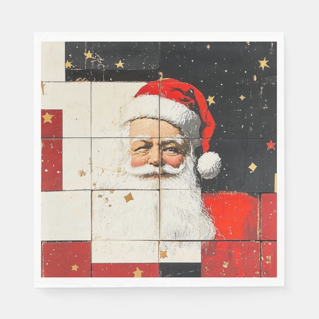 Vintager Weihnachtsmann Serviette (Vorderseite)