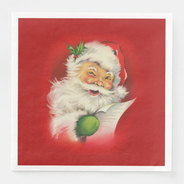 Vintager Weihnachtsmann Serviette (Vorderseite)