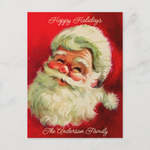 Vintager Weihnachtsmann sieht Personalisierten Ang Feiertagspostkarte