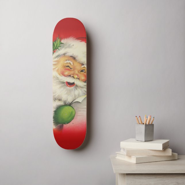 Vintager Weihnachtsmann Skateboard (Wandkunst)
