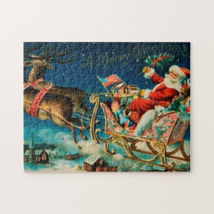 Vintager Weihnachtsmann Sleigh Weihnachten