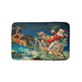 Vintager Weihnachtsmann Sleigh Weihnachten Badematte