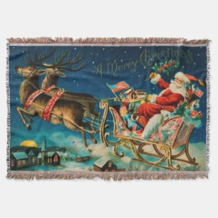 Vintager Weihnachtsmann Sleigh Weihnachten Decke