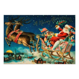 Vintager Weihnachtsmann Sleigh Weihnachten Fotodruck