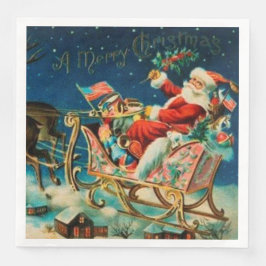 Vintager Weihnachtsmann Sleigh Weihnachten Serviette