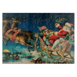 Vintager Weihnachtsmann Sleigh Weihnachtsfeiertag Schneidebrett