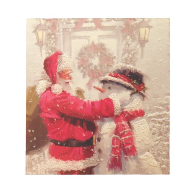 Vintager Weihnachtsmann Snowman Weihnachten Notizblock (Vorderseite)