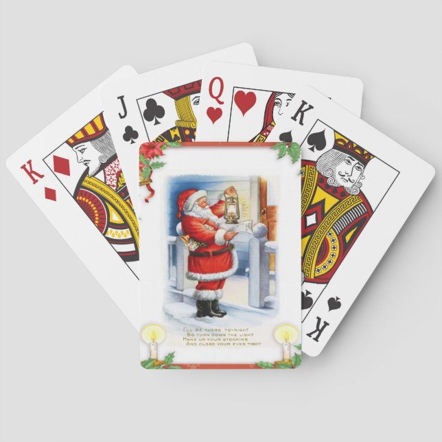 Vintager Weihnachtsmann Spielkarten (Rückseite)