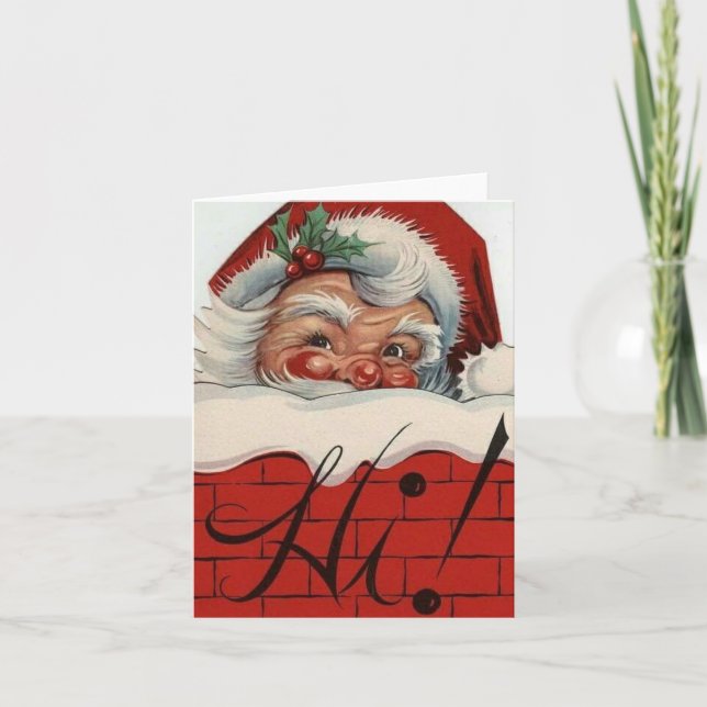 Vintager Weihnachtsmann-Sprichwort Hi Feiertagskarte (Vorderseite)