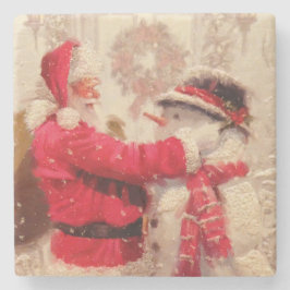 Vintager Weihnachtsmann Steinuntersetzer