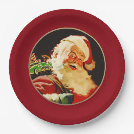 Vintager Weihnachtsmann-Teller Pappteller