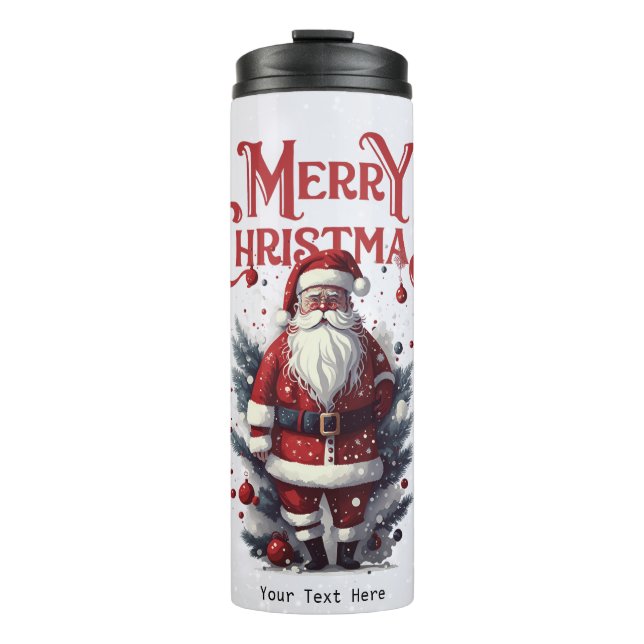 Vintager Weihnachtsmann Thermosbecher (Vorderseite)